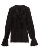 Matchesfashion.com Etro - Devon Ruffled Silk Chiffon Blouse - Womens - Black