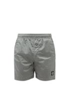 Stone Island - Compass-patch Swim Shorts - Mens - Light Blue