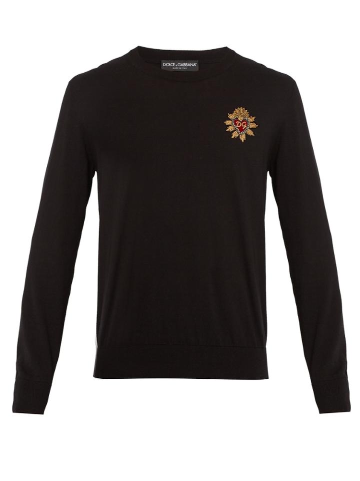Dolce & Gabbana Embellished Logo-crest Cotton Sweater