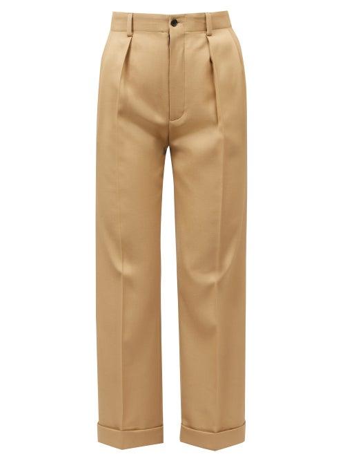 Matchesfashion.com Saint Laurent - High-rise Gabardine Straight-leg Trousers - Womens - Beige