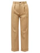 Matchesfashion.com Saint Laurent - High-rise Gabardine Straight-leg Trousers - Womens - Beige