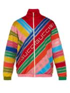 Matchesfashion.com Gucci - Crystal Embellished Striped Bomber Jacket - Mens - Multi