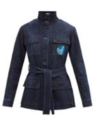 Kilometre Paris - Expedition Embroidered Denim Jacket - Womens - Navy
