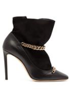 Matchesfashion.com Jimmy Choo - Maruxa 100 Chain Strap Leather Ankle Boots - Womens - Black