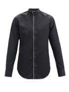 Matchesfashion.com Giorgio Armani - Stand-collar Piped Cotton-poplin Shirt - Mens - Black