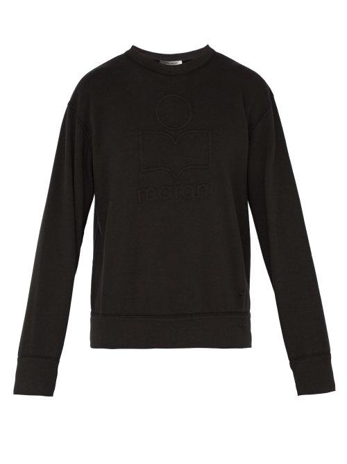 Matchesfashion.com Isabel Marant - Miko Logo Embroidered Cotton Blend Sweatshirt - Mens - Black