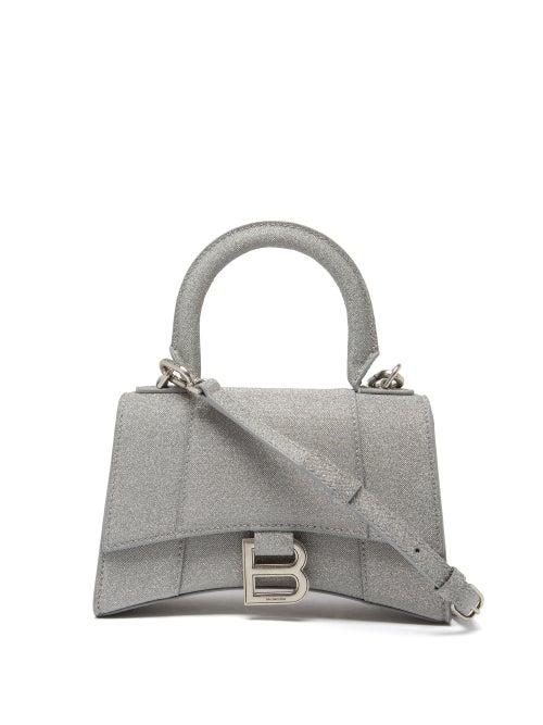 Balenciaga - Hourglass B-logo Glitter-canvas Cross-body Bag - Womens - Silver