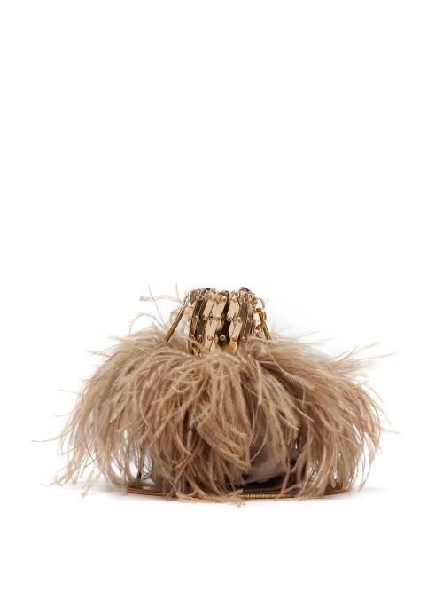 Matchesfashion.com Rosantica By Michela Panero - Aramis Feathered Velvet Cross Body Bag - Womens - Grey