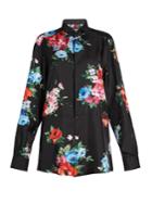 Dolce & Gabbana Rose-print Wingtip-collar Twill Shirt
