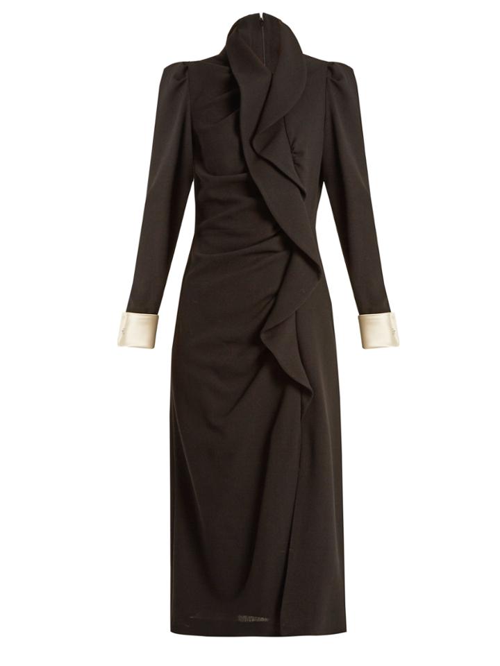 Gucci Ruffle-trimmed Grain De Poudre Wool Dress