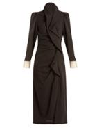 Gucci Ruffle-trimmed Grain De Poudre Wool Dress