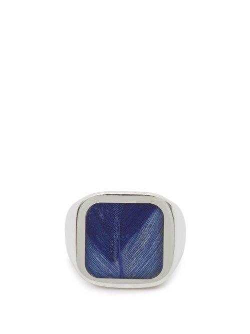 Matchesfashion.com Maison Margiela - Feather Plaque Silver Signet Ring - Mens - Silver
