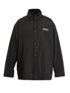 Matchesfashion.com Balenciaga - Funnel Collar Logo Print Shell Jacket - Mens - Black