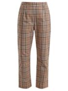 Matchesfashion.com Isa Arfen - High Rise Straight Leg Checked Cotton Trousers - Womens - Beige Multi