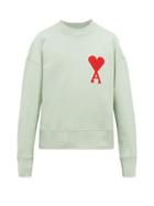 Matchesfashion.com Ami - Logo Appliqu Cotton Blend Jersey Sweatshirt - Mens - Mint