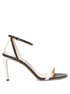 Matchesfashion.com Jimmy Choo - Minny 85 Lizard-embossed Leather Sandals - Womens - Black/white