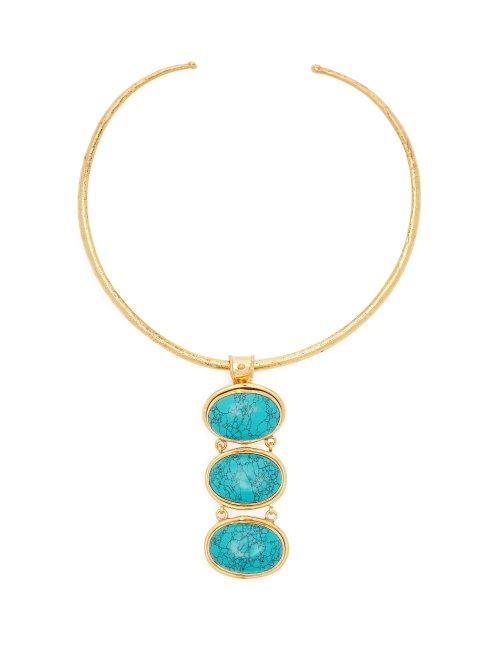Matchesfashion.com Sylvia Toledano - Turquoise Drop Choker - Womens - Blue