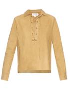Matchesfashion.com Frame - Suede Lace Up Top - Womens - Beige