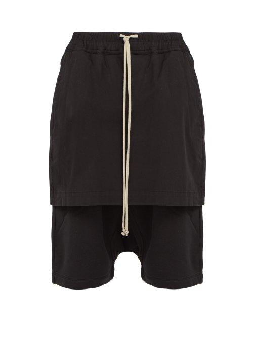 Matchesfashion.com Rick Owens Drkshdw - Kilt Pods Contrast Panel Cotton Blend Shorts - Mens - Black