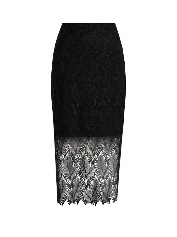 Diane Von Furstenberg Leaf And Floral Macram-lace Pencil Skirt
