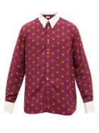 Wales Bonner - Contrast-collar Floral-print Shirt - Mens - Red