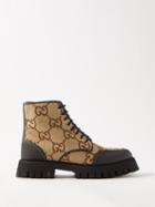 Gucci - Gg-canvas Lug-sole Boots - Mens - Beige