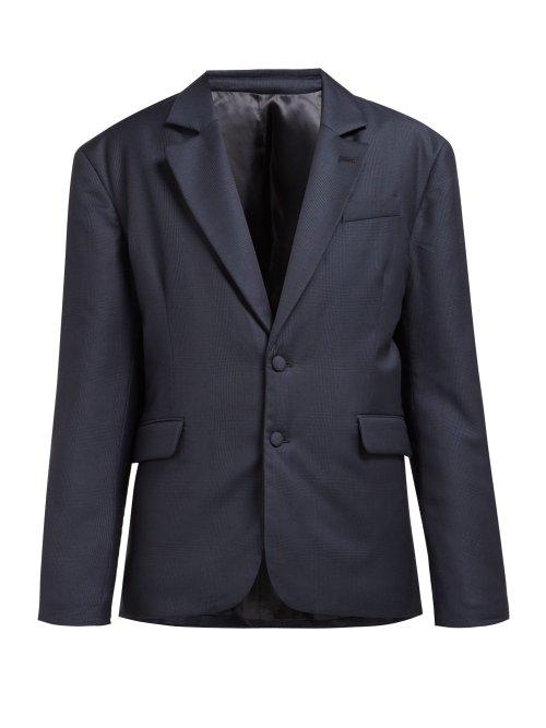 Matchesfashion.com Martine Rose - Small Check Padded Wool Blazer - Womens - Navy