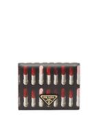 Matchesfashion.com Prada - Lipstick Print Leather Compact Wallet - Womens - Black Multi