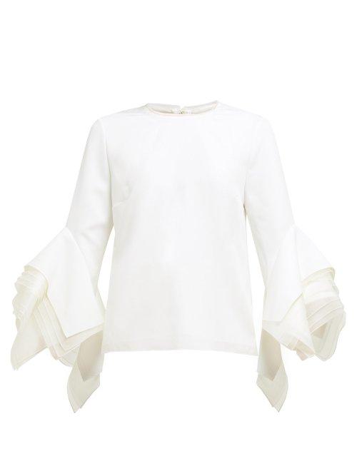 Matchesfashion.com Roksanda - Rana Tiered Fluted Organza Cuff Cady Top - Womens - Ivory