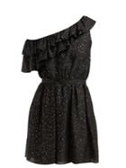 Matchesfashion.com Saint Laurent - Asymmetric Fil Coup Silk Blend Mini Dress - Womens - Black Gold