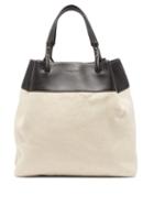 Matchesfashion.com Bottega Veneta - Quad Leather Trimmed Canvas Tote Bag - Mens - Black White