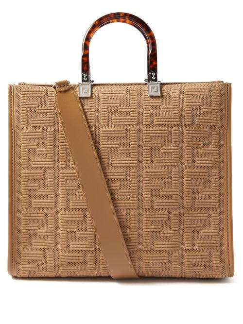 Fendi - Sunshine Logo-jacquard Mesh Tote Bag - Womens - Beige