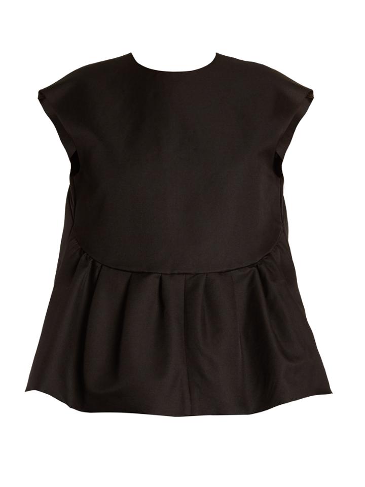 Rochas Capped-sleeves Wool And Silk-blend Top