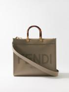 Fendi - Sunshine Logo-debossed Leather Tote Bag - Womens - Grey