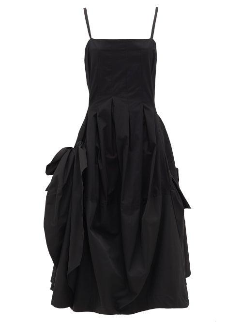 Matchesfashion.com Molly Goddard - Astro Gathered Cotton Canvas Midi Dress - Womens - Black