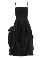 Matchesfashion.com Molly Goddard - Astro Gathered Cotton Canvas Midi Dress - Womens - Black