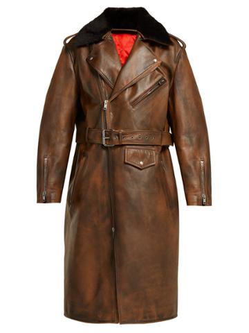 Calvin Klein 205w39nyc Shearling-collar Leather Coat