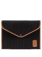 Rue De Verneuil - Enveloppe Xl Leather-trim Flannel Pouch - Womens - Navy Multi