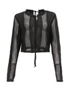 Matchesfashion.com Ann Demeulemeester - Lace And Chiffon-panelled Blouse - Womens - Black