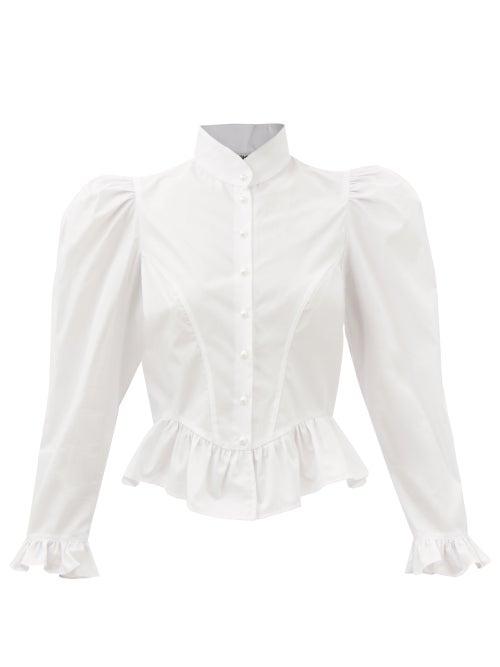 Batsheva - Grace Cotton-poplin Blouse - Womens - White