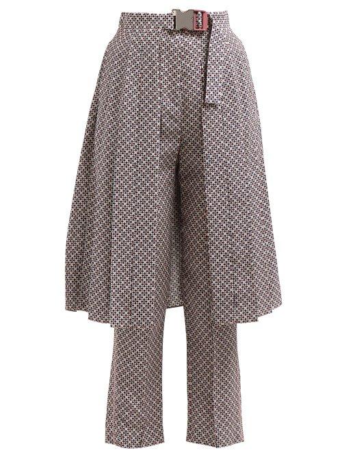 Matchesfashion.com Fendi - Romantic Tiles Print Silk Crepe Trousers - Womens - Pink Print