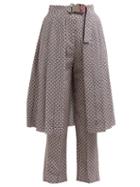 Matchesfashion.com Fendi - Romantic Tiles Print Silk Crepe Trousers - Womens - Pink Print