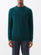 Sunspel - Crew-neck Raglan-sleeve Wool Sweater - Mens - Dark Green