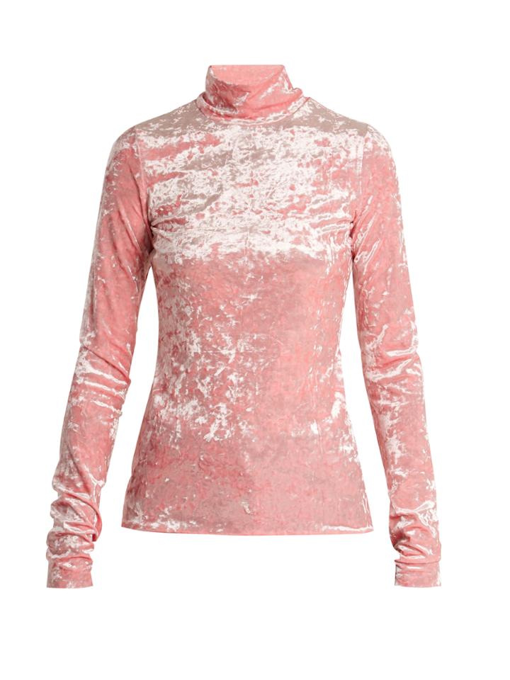 Tibi High-neck Crushed-velvet Top