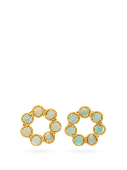 Matchesfashion.com Sylvia Toledano - Amazonite-cabochon Gold-plated Hoop Earrings - Womens - Gold