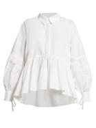 Matchesfashion.com Cecilie Bahnsen - Andrea Tiered Cotton Poplin Shirt - Womens - White