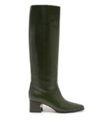 Matchesfashion.com Nicholas Kirkwood - Miri Faux Pearl Embellished Leather Knee Boots - Womens - Dark Green