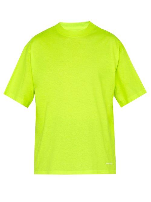 Matchesfashion.com Balenciaga - Logo Embroidered Cotton T Shirt - Mens - Yellow