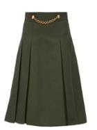 Matchesfashion.com Gucci - Draped-chain Pleated Cotton-blend Midi Skirt - Womens - Green