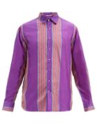 Matchesfashion.com Pro - Striped Silk-poplin Shirt - Mens - Purple Multi